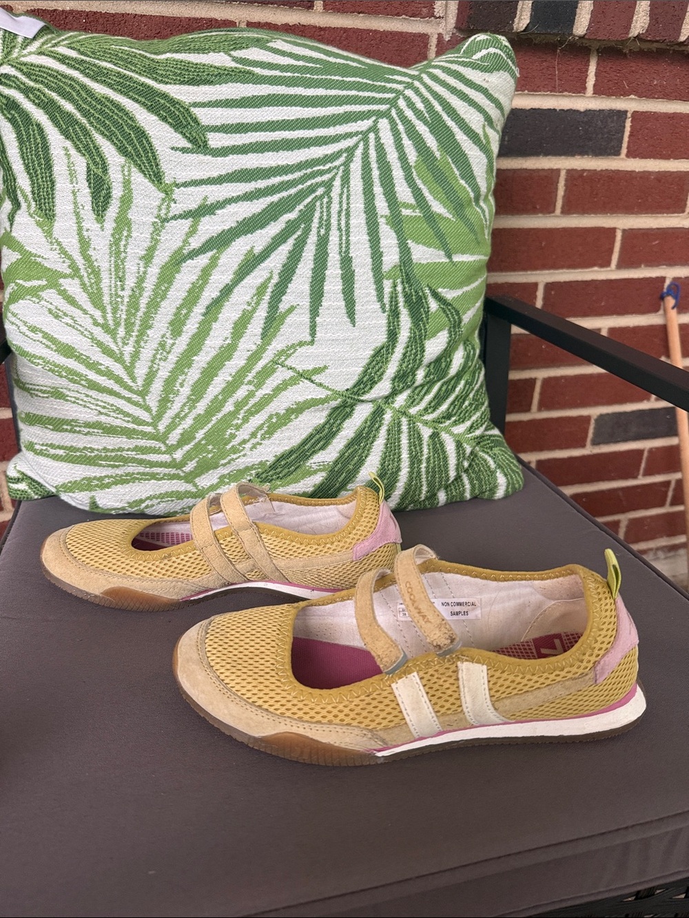 Coolway Yellow and Pink Mary Jane Sneakers with Tan Trim